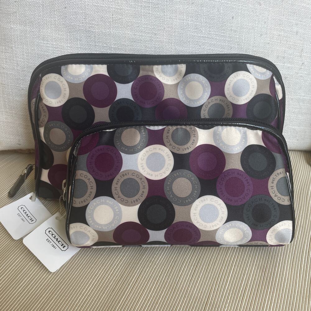 Coach NWT Vintage Snaphead Cosmetic Travel Case 2pc Set Purple Y2K Rare